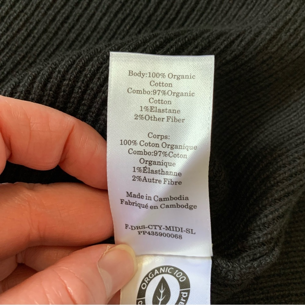 Everlane Size XL Black Midi Dress in Everyday Cotton Ribbed Knit NWOT - Picture 12 of 16